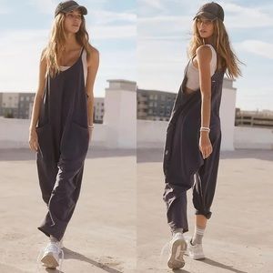 Free People FP Movement Hot Shot Onesie Washed Black XL NWOT
